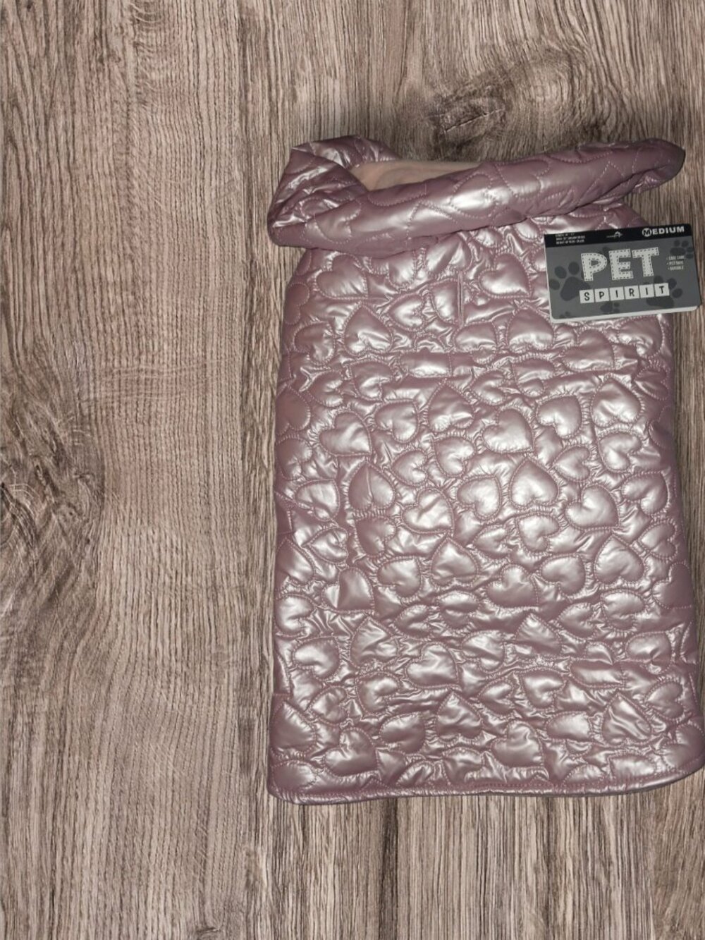 NWT Pet Spirit Medium Pink Heart Quilted Pet Coat Dog Jacket Hooded